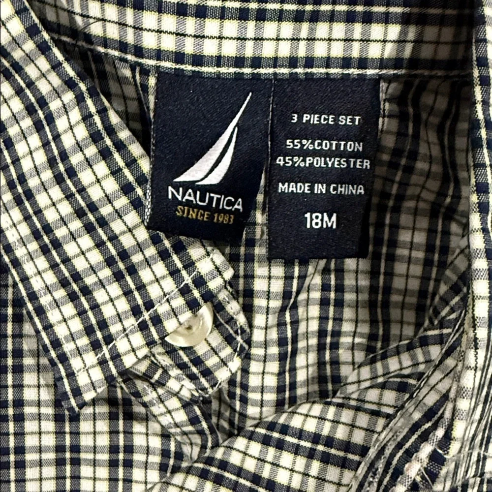 Nautica Plaid Shirt and jeans. Size 18M.